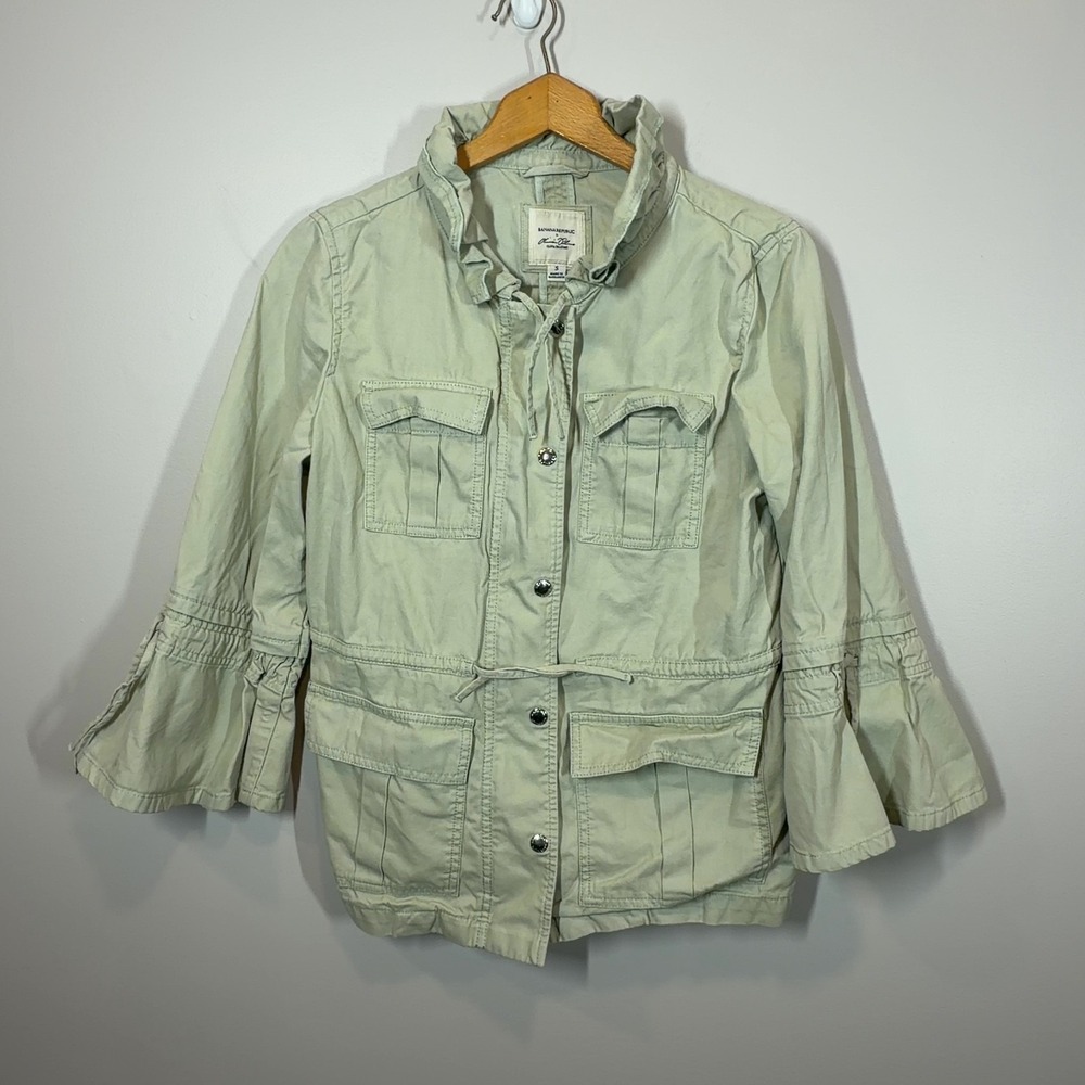 Banana Republic x Olivia Palermo Sage Utility Jacket Bell Sleeve Small Cotton‎